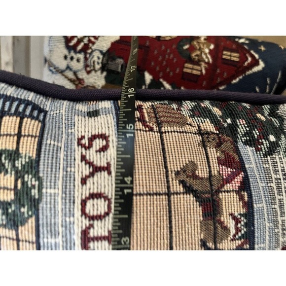 Christmas Tapestry Pillow 15x15 & 24x12 Town Scene Newport Embroidery - Picture 7 of 8